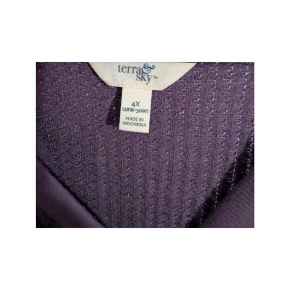 Terra & Sky Shirt Plus Size 4X 28 30 Top Tunic V Neck Long Sleeve Purple Soft - Picture 2 of 4